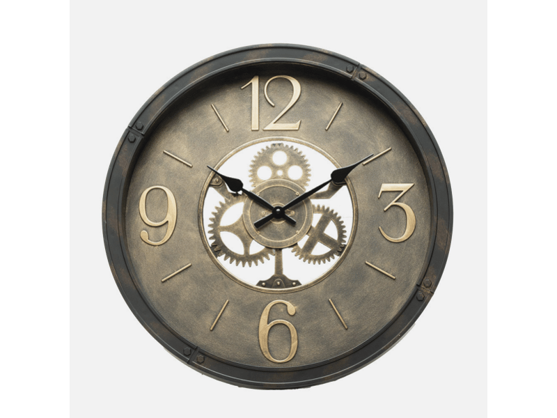 Horloge murale fabrilamp torrox 50 x 50 cm cuir engrenages mobiles 220715009 - Conforama E