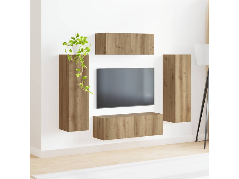  Ensemble meuble tv - banc tv - meuble de rangement 3 pcs chêne artisanal bois d'ingénierie  - Conforama D