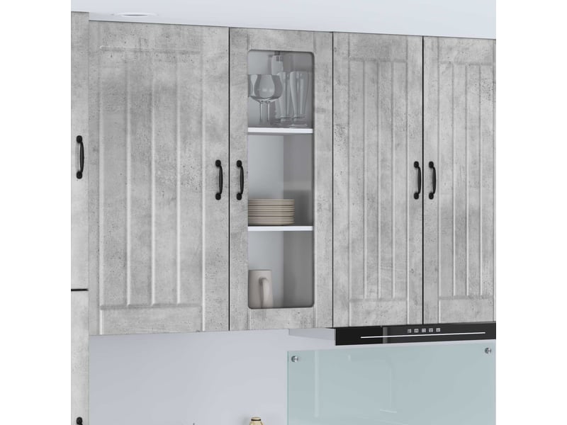  Meuble mural de cuisine, cabinet en verre mural gris béton 40x31x100cm shl2050  - Conforama B