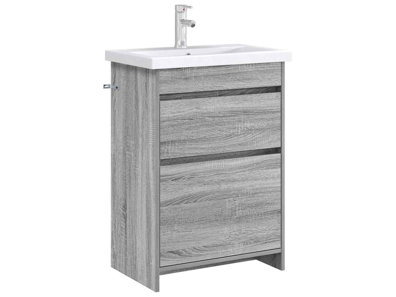  Meuble sous lavabo de salle de bain, commode sonoma gris shl8628  - Conforama C