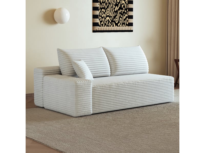 Canapé 2 places blanc compact, canapé moderne accoudoir gauche pour petit salon, 175x95x83cm - Conforama D