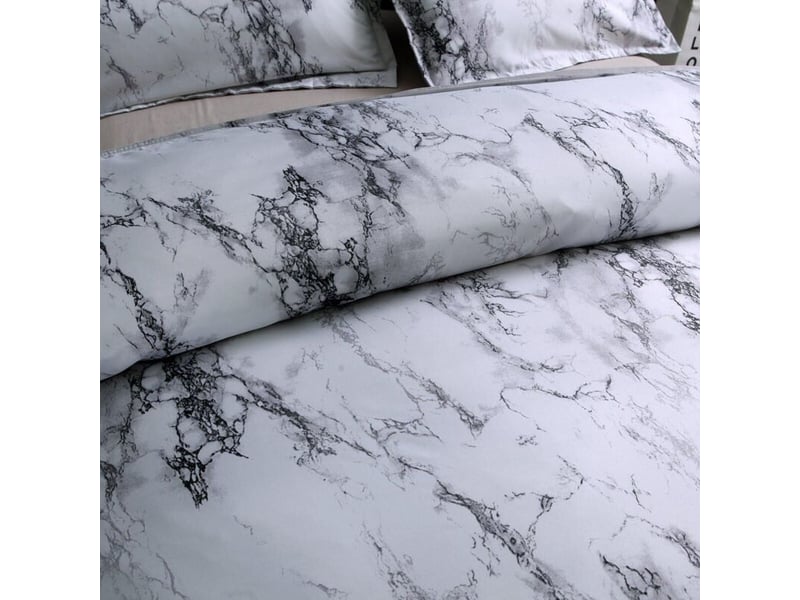  Housse de couette, 2 pièces ensemble de parure couettes imprimée marbre géométrique moderne (1 housse de couette + 1 taies d'oreiller)  - Conforama C