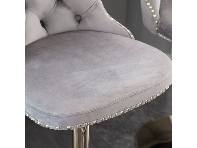  Lot de 2 tabourets de bar pivotants en velours gris avec base dorée W3223P503939 - Conforama E