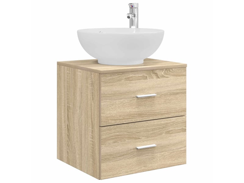  Vanité de lavabo mural, meuble de rangement chêne sonoma 49.5x44.5x66.5 cm  - Conforama A