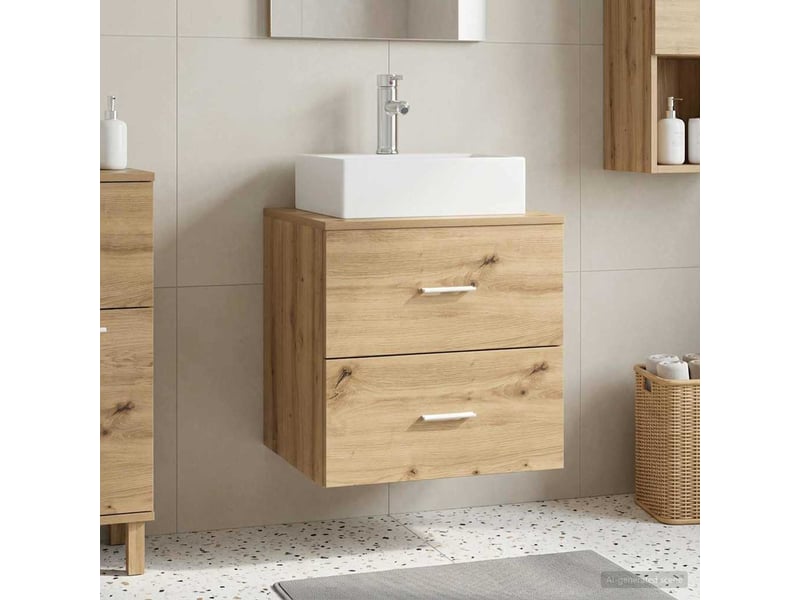  Vanité de lavabo mural, meuble de rangement chêne artisanal 49.5x41x62.5 cm shl3811  - Conforama B