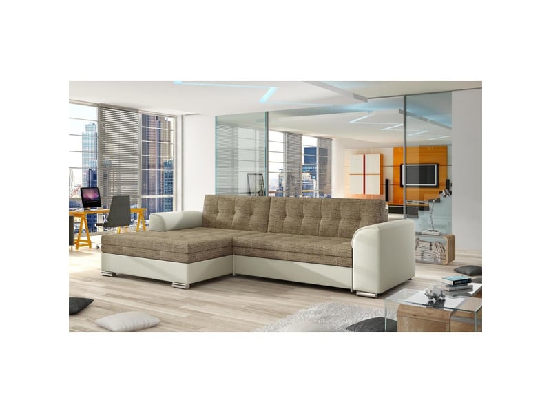  Canapé d'angle convertible conforto 4 places beige et crème – angle gauche  - Conforama B