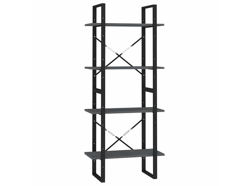  Bibliothèque à 4 niveaux, armoire à livres gris 60x30x140 cm bois de pin massif  - Conforama A