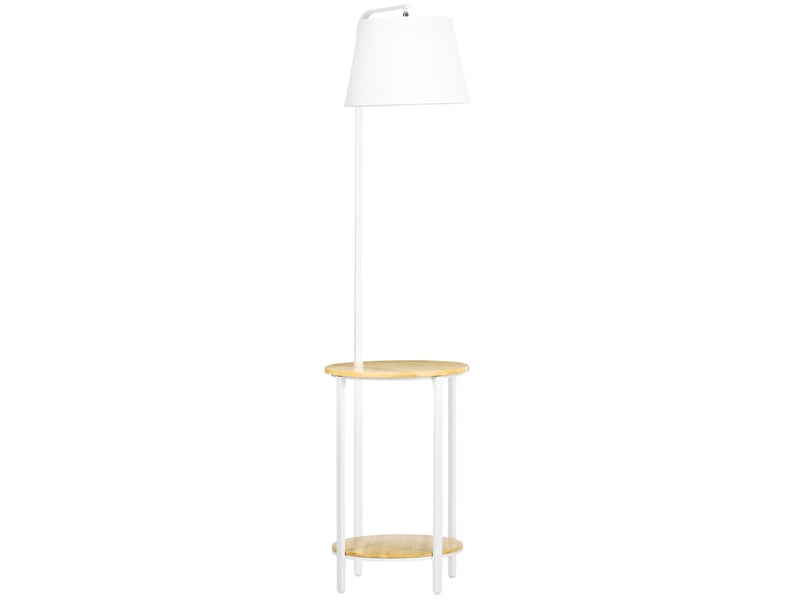  Lampadaire 43x39,5x162 cm avec 2 rangements bois métal blanc  - Conforama A