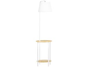 Lampadaire 43x39,5x162 cm avec 2 rangements bois métal blanc