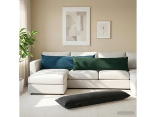 Lot de 2 coussins avec oreiller, coussins décoratifs heerlen vert foncé velours cf50646