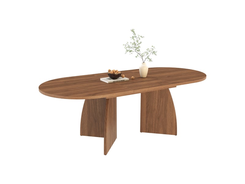  Table à manger ovale avec allonge marron - 90x150-200max.cm mdf  - Conforama A