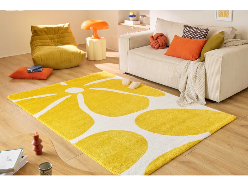 Tapis style vintage année 70 - groovy - jaune  - Conforama B