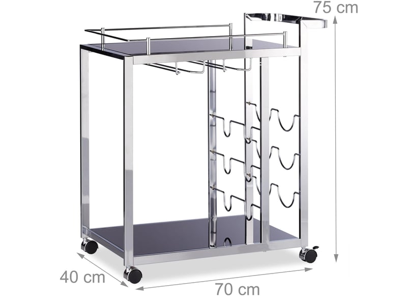 Desserte de cuisine chariot de service 75 x 40 x 70 cm avec casier à vin design moderne en métal noir 13_0018056  - Conforama B