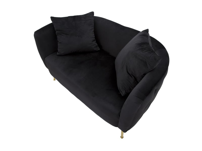  Canapé bucarest en velours noir avec accoudoirs capitonnés et pieds dorés 127x74x71 cm  - Conforama D