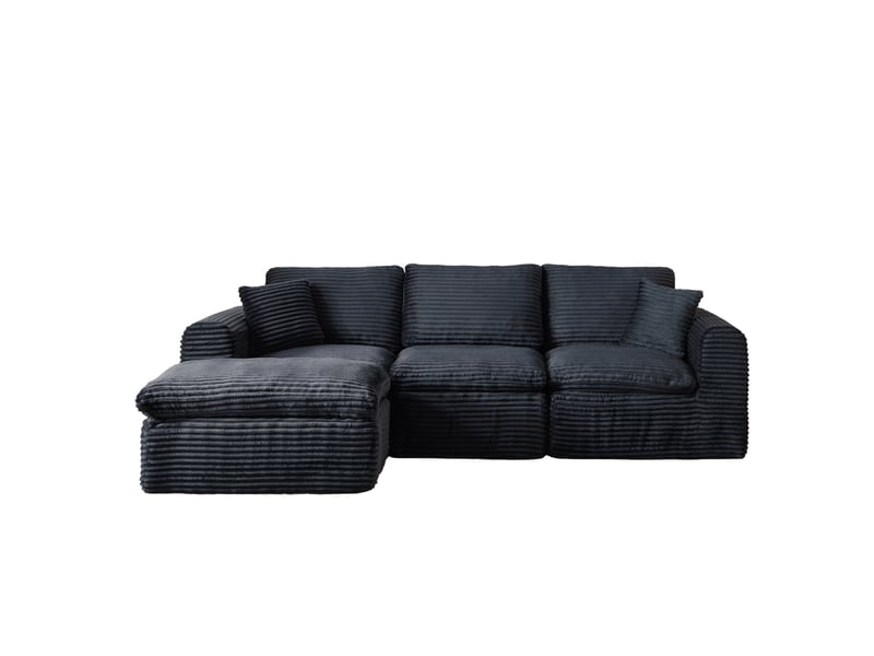 Canapé modulable 3 places 280x180x65 cm noir et bleu - Conforama A