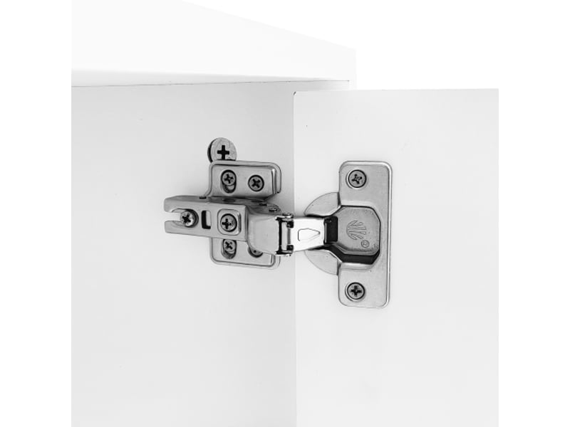  Meuble tv blanc 170x35x50 cm, pieds et poignées dorés, 4 portes (2 rainurées, 2 en verre incurvé), 35 kg  - Conforama D
