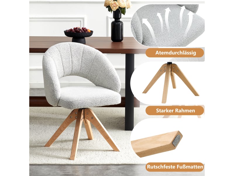  Lot de 2 chaises de salle à manger pivotantes en velours gris clair W3658P401298 - Conforama D
