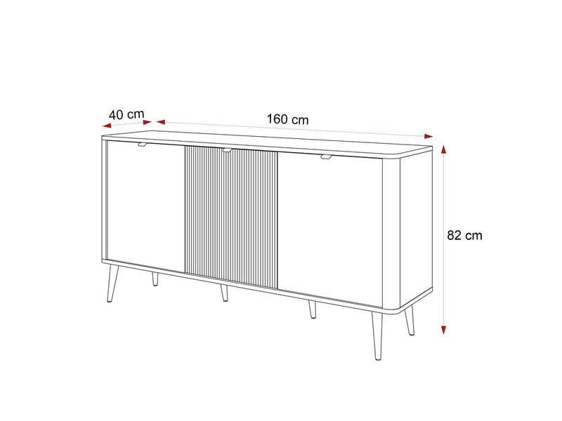 Commode salon navani - commode chambre - 160x40x82 cm - 3 portes - cachemirenoyer NAVANI - Conforama E