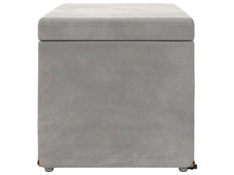  Tabouret bas, ottoman gris clair 61x41x40 cm velours et bois composite  - Conforama E