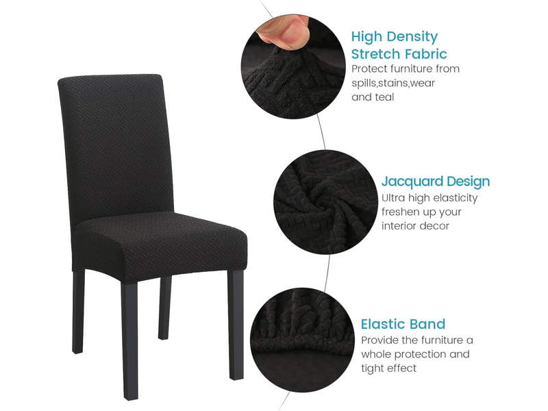  Housses de chaise élastiques, lot de 4, housses de chaise élastiques modernes, adaptées aux décorations de fête, noires XLH-ZLS-009366MF - Conforama B