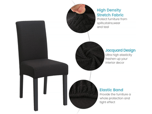 Housses de chaise élastiques, lot de 4, housses de chaise élastiques modernes, adaptées aux décorations de fête, noires