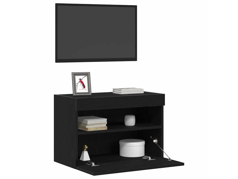 Meuble tv - banc tv - meuble de rangement mural 60 x 30 x 40 cm chêne noir bois d'ingénierie - Conforama C