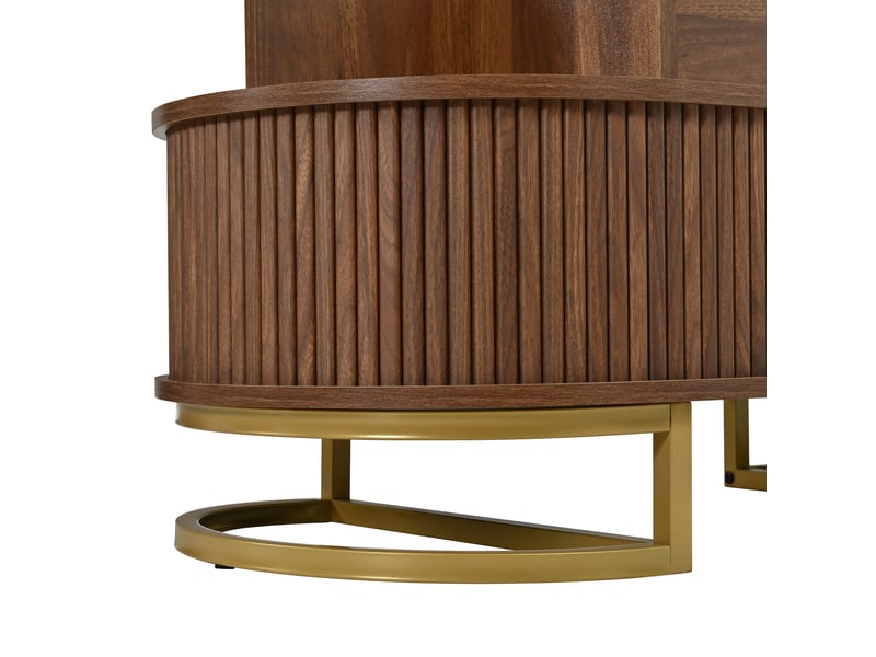  Table basse ovale,100x50x64 cm,avec rangement,mdf,coloris noyer  - Conforama E