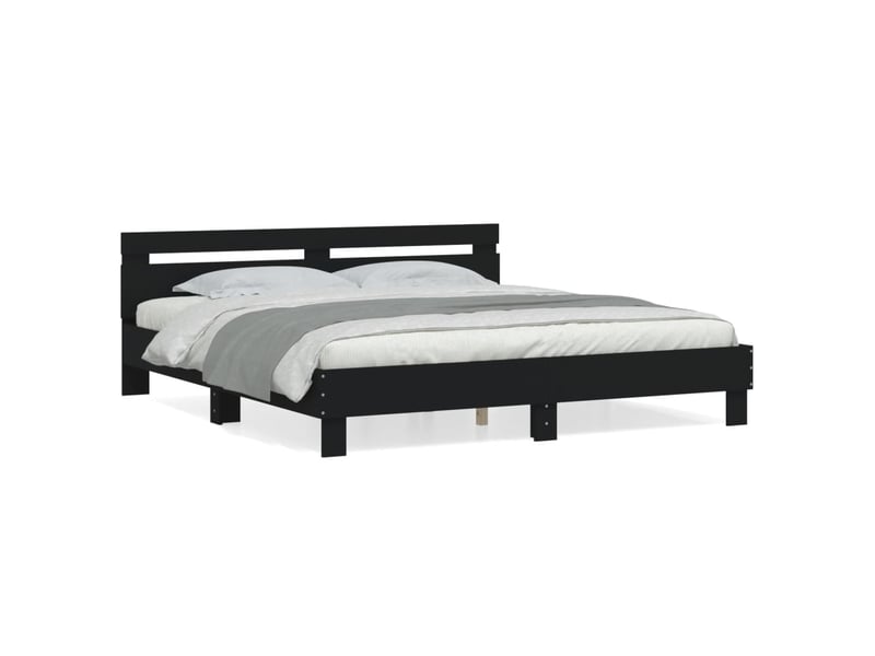  Lit double- lit adulte -  cadre de lit sans matelas noir 160x200 cm  - Conforama A
