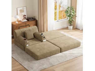 Fauteuil convertible <strong>COVREO </strong> Velours côtelé beige