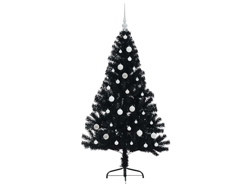  Sapin de noël - arbre de noël artificiel pré-éclairé noir 150 cm pvc  - Conforama D