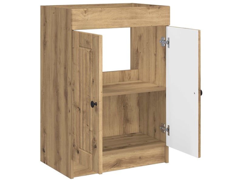  Armoire sous évier de salle de bain, meuble de rangement chêne artisanal shl9123  - Conforama D