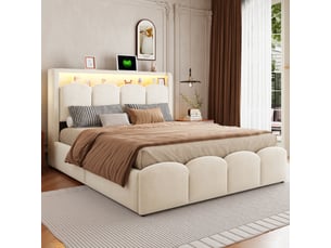 Lit coffre 140x200 cm evarich coloris beige