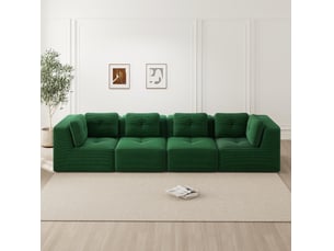 Canapé modulaire modenvie 4 places 386 x 104 x 69 cm en corduroy vert, sans montage, design antidérapant