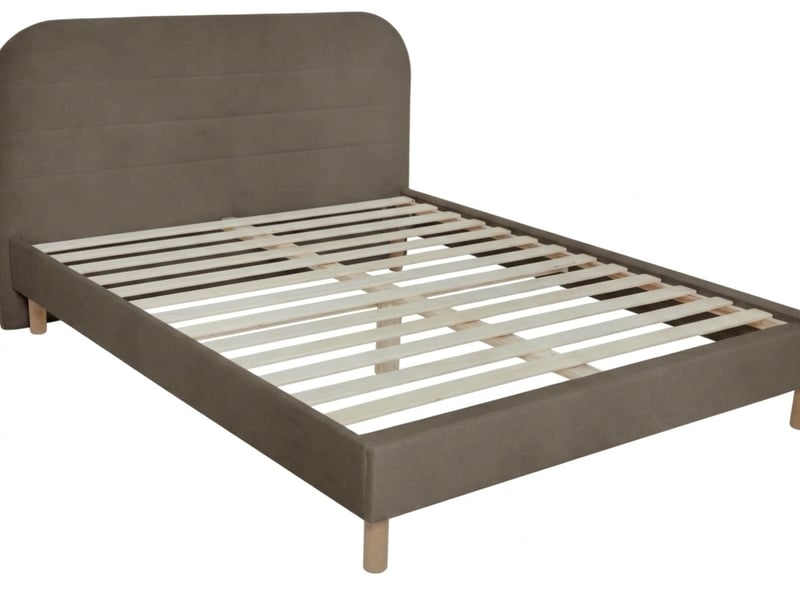  Bobochic lit kaya tissu velours lisse avec lattes massives taupe 140x190 KAYA - Conforama A