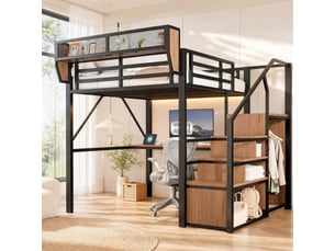 Lit mezzanine 140x200 cm <strong>OKWISH</strong>  <strong></strong> coloris noir
