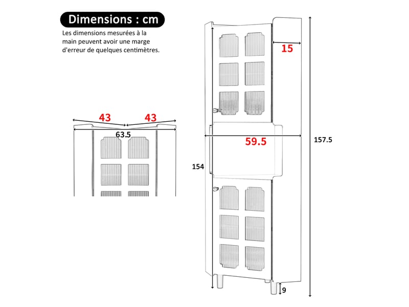  Meuble d'angle avec led 2 portes et 1 niche en mdf noir 63.5x157.5 cm N656P350896B - Conforama C