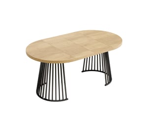 Table à manger extensible 4 à 8 personnes avec plateau épais - pieds métal, style minimaliste mdf chêne