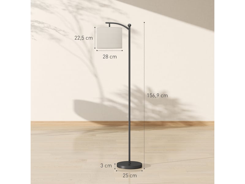  Lampadaire dimmable 2 températures de couleur avec télécommande, minuterie de 60 minutes, 160 cm, noir  - Conforama E