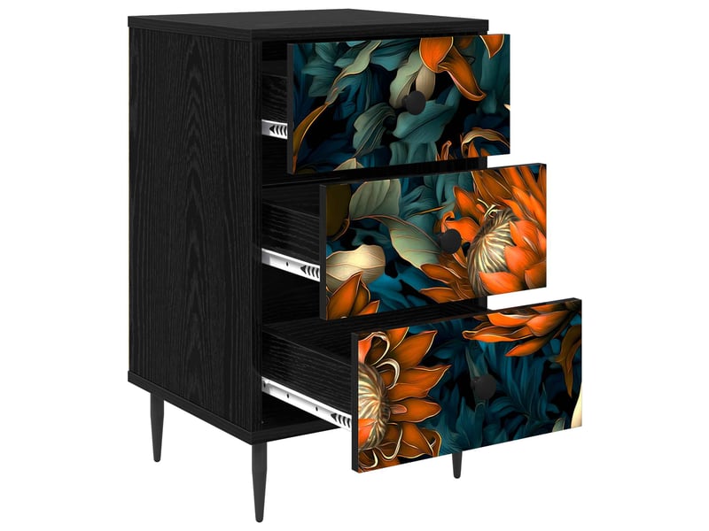  Table de chevet - cabinet de chevet - table de nuit lochem chêne noir 36 x 33 x 61 cm  - Conforama C