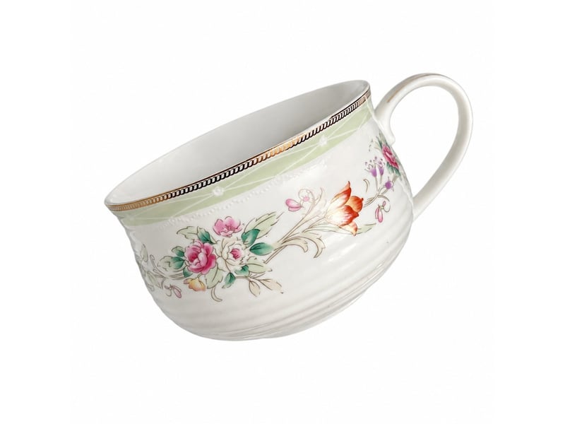 Tasse de petit-déjeuner en céramique, camélia vert clair, 14 × 7,8 cm - Conforama A