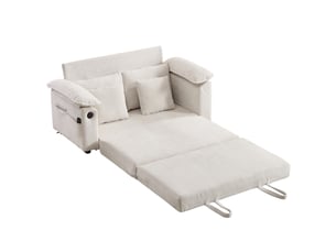 Fauteuil de détente avec coussin de tête et lombaire, design moderne en chenille blanche