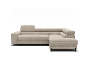Canapé d'angle colesia convertible 5 places gris foncé velours côtelé – droit – 274x200cm
