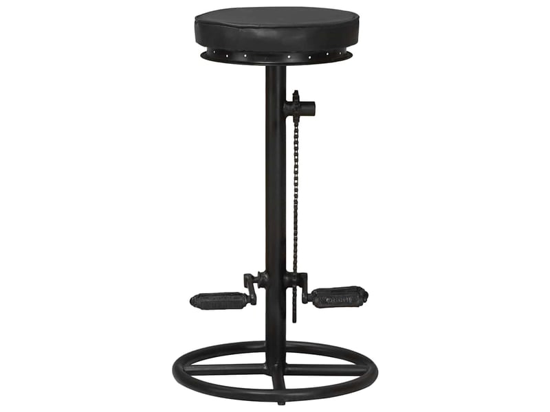  Lot de 2 tabouret de bar, chaise de bar noir cuir véritable de chèvre  - Conforama C