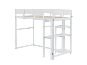 Lit mezzanine 90x200 cm <strong>MERAX</strong>  <strong>lit enfant blanc</strong> coloris blanc