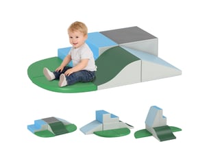 Parcours motricité bébé 6pcs, module motricité bébé en mousse epe avec housse en revêtement synthétique, blocs mousse de construction, jouets éducatifs enfants d'âge préscolaire, multicolore