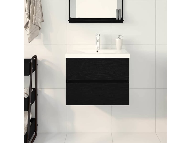  Meuble de lavabo de salle de bain, armoire de bain chêne noir 60 x 39 x 62 cm cf65530  - Conforama D