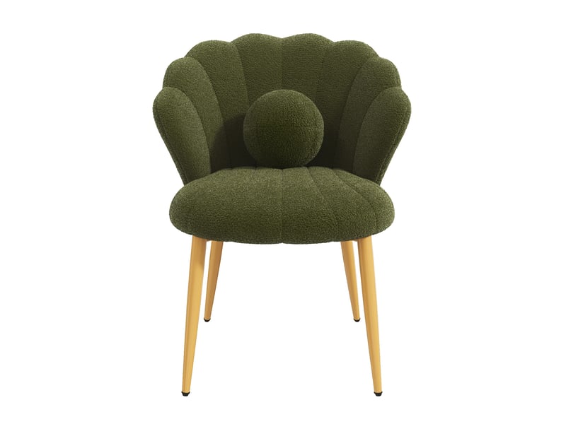  Lot de 4 chaises de salle à manger 60x62,5x83 cm en tissu bouclé vert, pieds dorés  - Conforama E