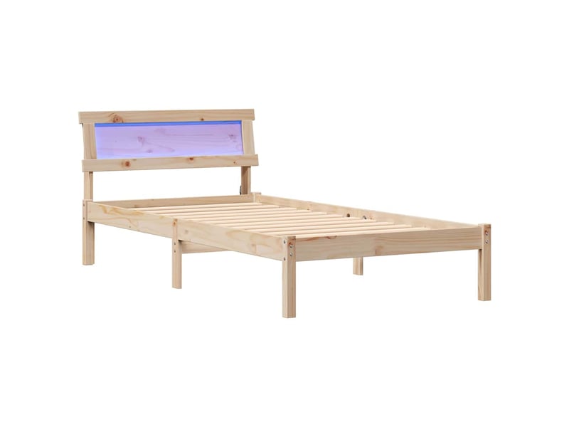  Lit simple- lit adulte -  cadre de lit avec tête de lit marron 80 x 200 cm pin massif  - Conforama A