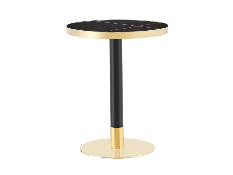 Guéridon rond ø60 cm noir effet marbre, mdf et métal, pied central doré  - Conforama A