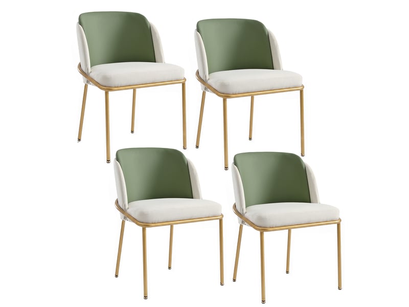  Lot de 4 chaises modernes vert doré pieds inclinés réglables pour salon bureau salle à manger  - Conforama A